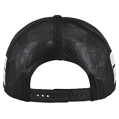 Men's '47 Black Los Angeles Kings Sideband Stripes Trucker Snapback Hat