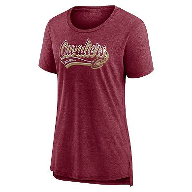 Women's Fanatics Branded Wine Cleveland Cavaliers League Leader Tri-Blend T-Shirt