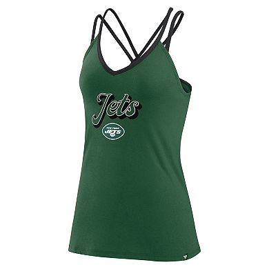 Women's Fanatics Branded Green New York Jets Go For It Strappy Crossback Tank Top