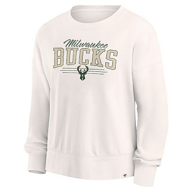 Women's Fanatics Branded Cream Milwaukee Bucks Close the Game Pullover Sweatshirt