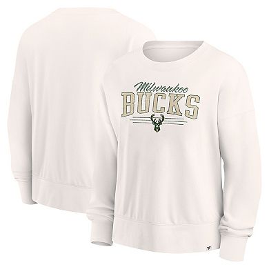 Women's Fanatics Branded Cream Milwaukee Bucks Close the Game Pullover Sweatshirt