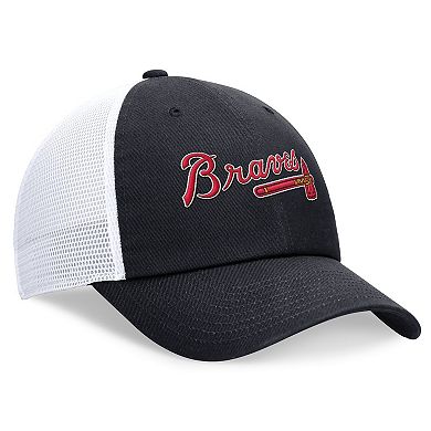 Men's Nike Navy Atlanta Braves Evergreen Wordmark Trucker Adjustable Hat