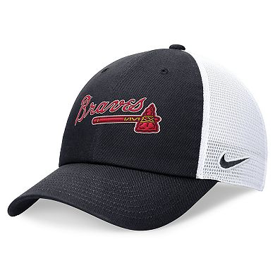 Men's Nike Navy Atlanta Braves Evergreen Wordmark Trucker Adjustable Hat