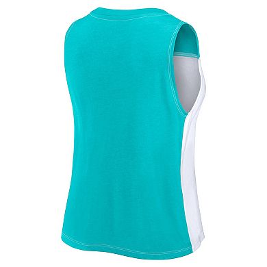 Women's Fanatics Branded Aqua/White Miami Dolphins Script Color Block Tank Top
