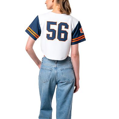 Women's Established & Co. White Auburn Tigers Baseball Jersey Cropped T-Shirt