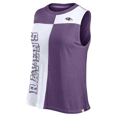 Women's Fanatics Branded Purple/White Baltimore Ravens Script Color Block Tank Top
