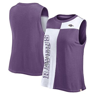 Women's Fanatics Branded Purple/White Baltimore Ravens Script Color Block Tank Top