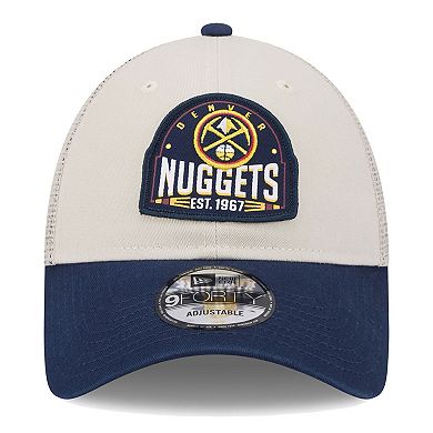 Men's New Era Khaki/Navy Denver Nuggets Throwback Patch Trucker 9FORTY Adjustable Hat