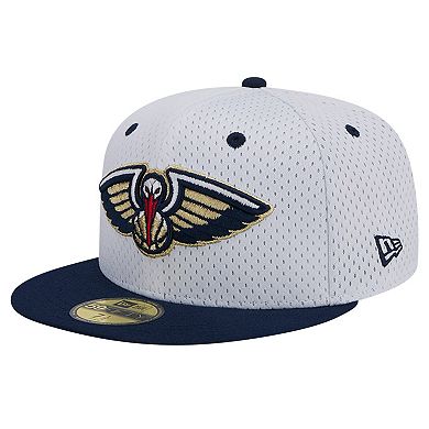 Men's New Era White/Navy New Orleans Pelicans Throwback 2Tone 59FIFTY Fitted Hat