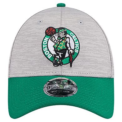 Men's New Era Heather Gray/Kelly Green Boston Celtics Active Digi-Tech Two-Tone 9FORTY Adjustable Hat