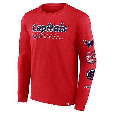 Men's Fanatics Branded Red Washington Capitals Strike the Goal Long Sleeve T-Shirt