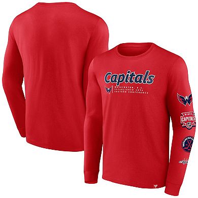 Men's Fanatics Branded Red Washington Capitals Strike the Goal Long Sleeve T-Shirt