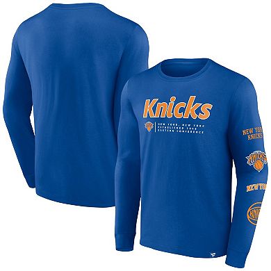 Men's Fanatics Branded Blue New York Knicks Baseline Long Sleeve T-Shirt