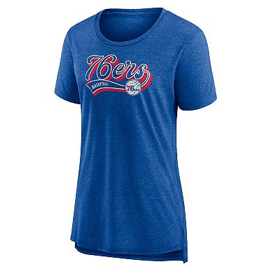 Women's Fanatics Branded Heather Royal Philadelphia 76ers League Leader Tri-Blend T-Shirt