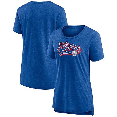 Women's Fanatics Branded Heather Royal Philadelphia 76ers League Leader Tri-Blend T-Shirt