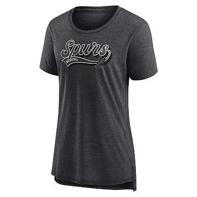 Women's Fanatics Branded Heather Charcoal San Antonio Spurs League Leader Tri-Blend T-Shirt