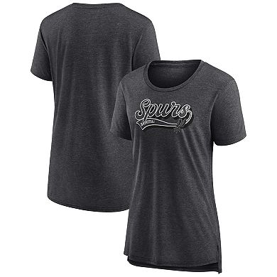 Women's Fanatics Branded Heather Charcoal San Antonio Spurs League Leader Tri-Blend T-Shirt