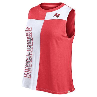 Women's Fanatics Branded Red/White Tampa Bay Buccaneers Script Color Block Tank Top