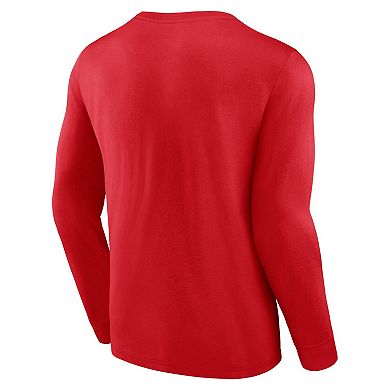 Men's Fanatics Branded Red Chicago Bulls Baseline Long Sleeve T-Shirt
