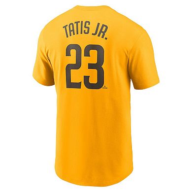 Men's Nike Fernando Tatis Jr. Gold San Diego Padres Fuse Name & Number T-Shirt