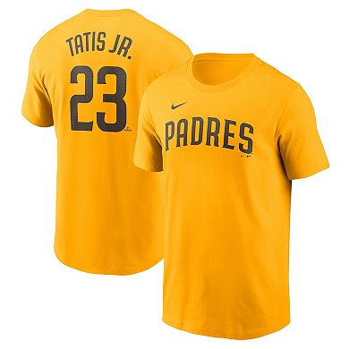 Men's Nike Fernando Tatis Jr. Gold San Diego Padres Fuse Name & Number T-Shirt