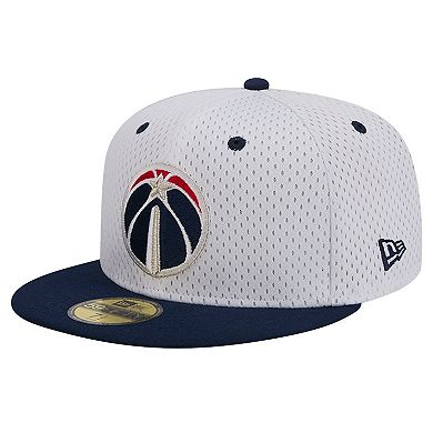 Men's New Era White/Navy Washington Wizards Throwback 2Tone 59FIFTY Fitted Hat