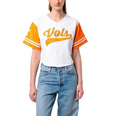 Women's Established & Co. White Tennessee Volunteers Baseball Jersey Cropped T-Shirt