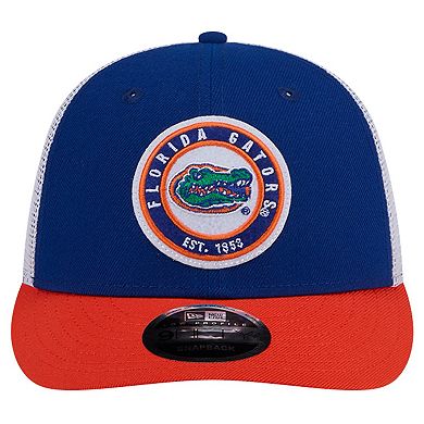 Men's New Era Royal Florida Gators Throwback Circle Patch 9FIFTY Trucker Snapback Hat