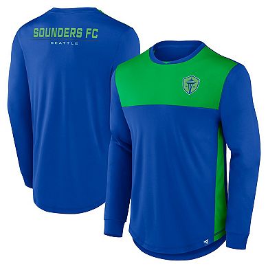 Men's Fanatics Branded Blue Seattle Sounders FC Mid Goal Long Sleeve T-Shirt