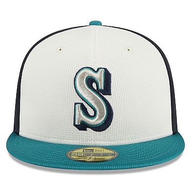 Men's New Era Cream Seattle Mariners 2024 Batting Practice 59FIFTY Fitted Hat