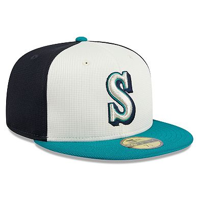 Men's New Era Cream Seattle Mariners 2024 Batting Practice 59FIFTY Fitted Hat