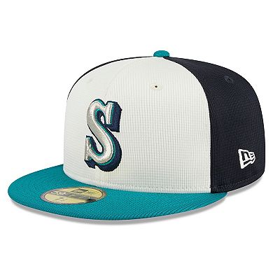 Men's New Era Cream Seattle Mariners 2024 Batting Practice 59FIFTY Fitted Hat