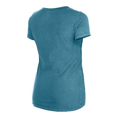 Women's New Era Aqua Miami Dolphins Enzyme Wash Low V-Neck T-Shirt