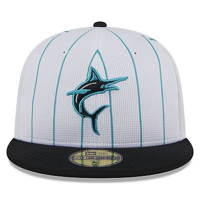 Men's New Era White Miami Marlins 2024 Batting Practice 59FIFTY Fitted Hat