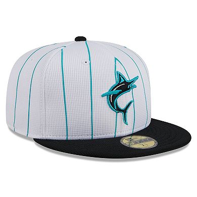 Men's New Era White Miami Marlins 2024 Batting Practice 59FIFTY Fitted Hat