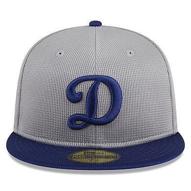Men's New Era Gray Los Angeles Dodgers 2024 Batting Practice 59FIFTY Fitted Hat