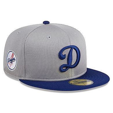 Men's New Era Gray Los Angeles Dodgers 2024 Batting Practice 59FIFTY Fitted Hat