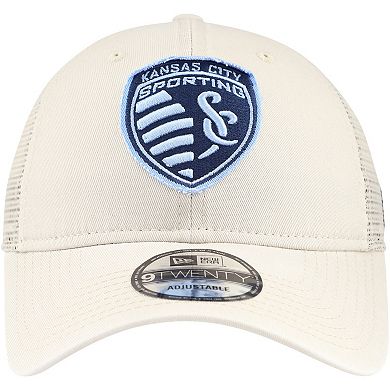 Men's New Era Tan Sporting Kansas City Game Day 9TWENTY Adjustable Trucker Hat