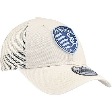 Men's New Era Tan Sporting Kansas City Game Day 9TWENTY Adjustable Trucker Hat