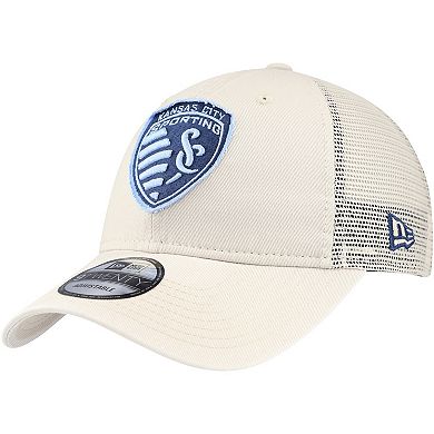 Men's New Era Tan Sporting Kansas City Game Day 9TWENTY Adjustable Trucker Hat