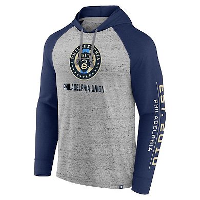 Men's Fanatics Branded Steel Philadelphia Union Deflection Raglan Pullover Hoodie