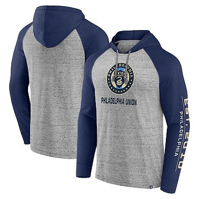Men's Fanatics Branded Steel Philadelphia Union Deflection Raglan Pullover Hoodie