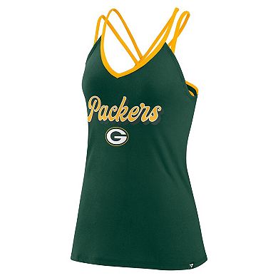 Women's Fanatics Branded Green Green Bay Packers Go For It Strappy Crossback Tank Top