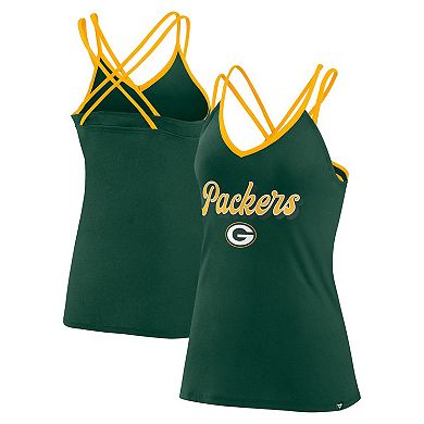 Women's Fanatics Branded Green Green Bay Packers Go For It Strappy Crossback Tank Top