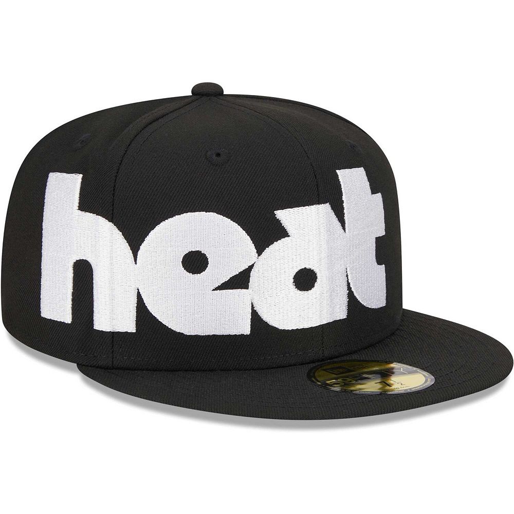 Men's New Era Black Miami Heat Checkerboard UV 59FIFTY Fitted Hat