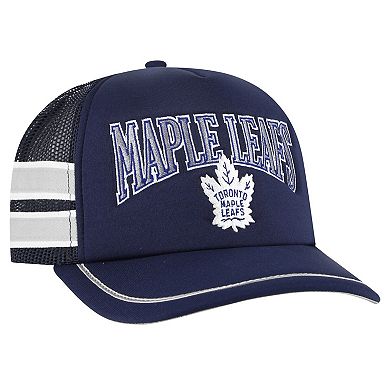 Men's '47 Navy Toronto Maple Leafs Sideband Stripes Trucker Snapback Hat