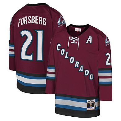 Youth Mitchell & Ness Peter Forsberg Burgundy Colorado Avalanche 2001-02 Blue Line Player Jersey