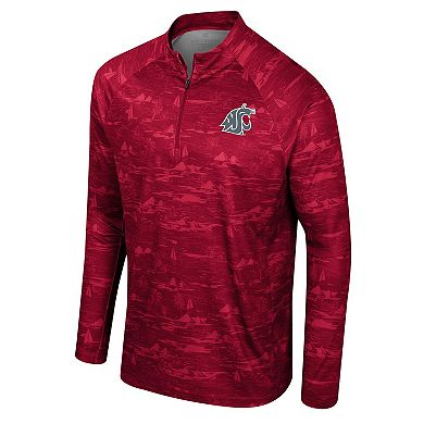 Men's Colosseum Crimson Washington State Cougars Carson Raglan Quarter-Zip Jacket