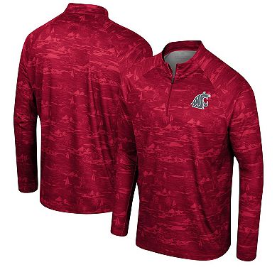 Men's Colosseum Crimson Washington State Cougars Carson Raglan Quarter-Zip Jacket