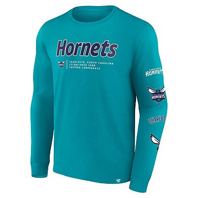 Men's Fanatics Branded Teal Charlotte Hornets Baseline Long Sleeve T-Shirt